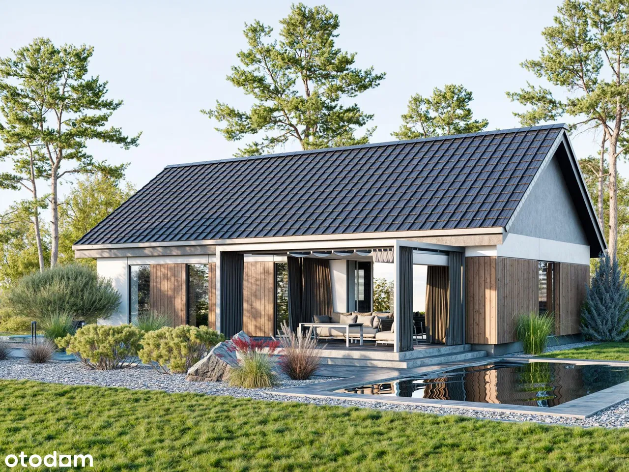 Wizualizacja domu z tarasem