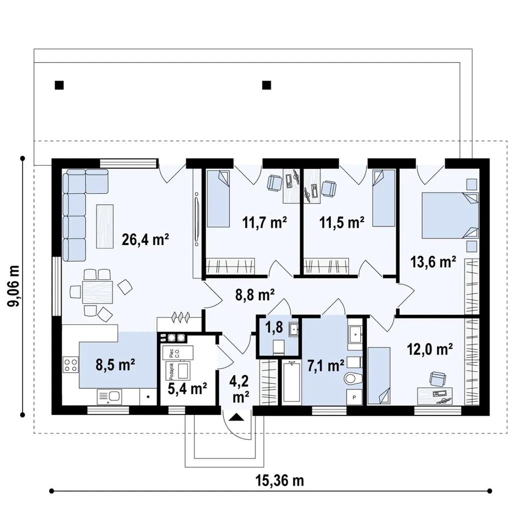 Rzut parteru domu w Jaźwinach